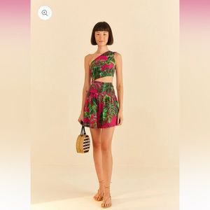 NWT FARM Rio Pink Leaves Mini Dress